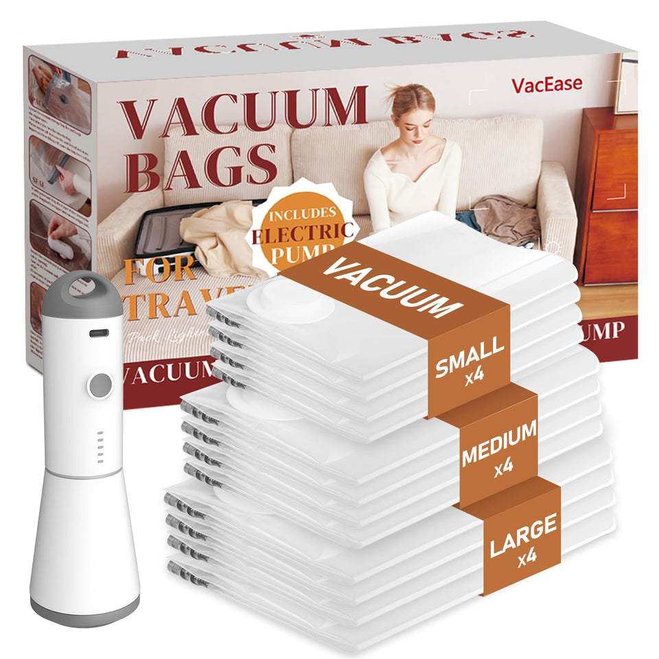 Vacbird large vacuum bag pack saves luggage space for bulky clothing.
