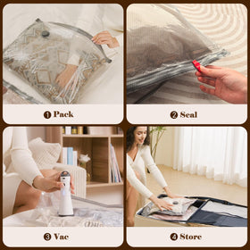 Vacbird semi-transparent vacuum bags display contents for quick identification.