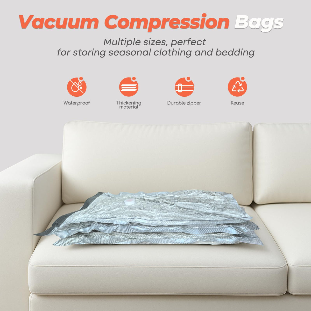 Vacbird bags for travel and home organization in closets and suitcases.