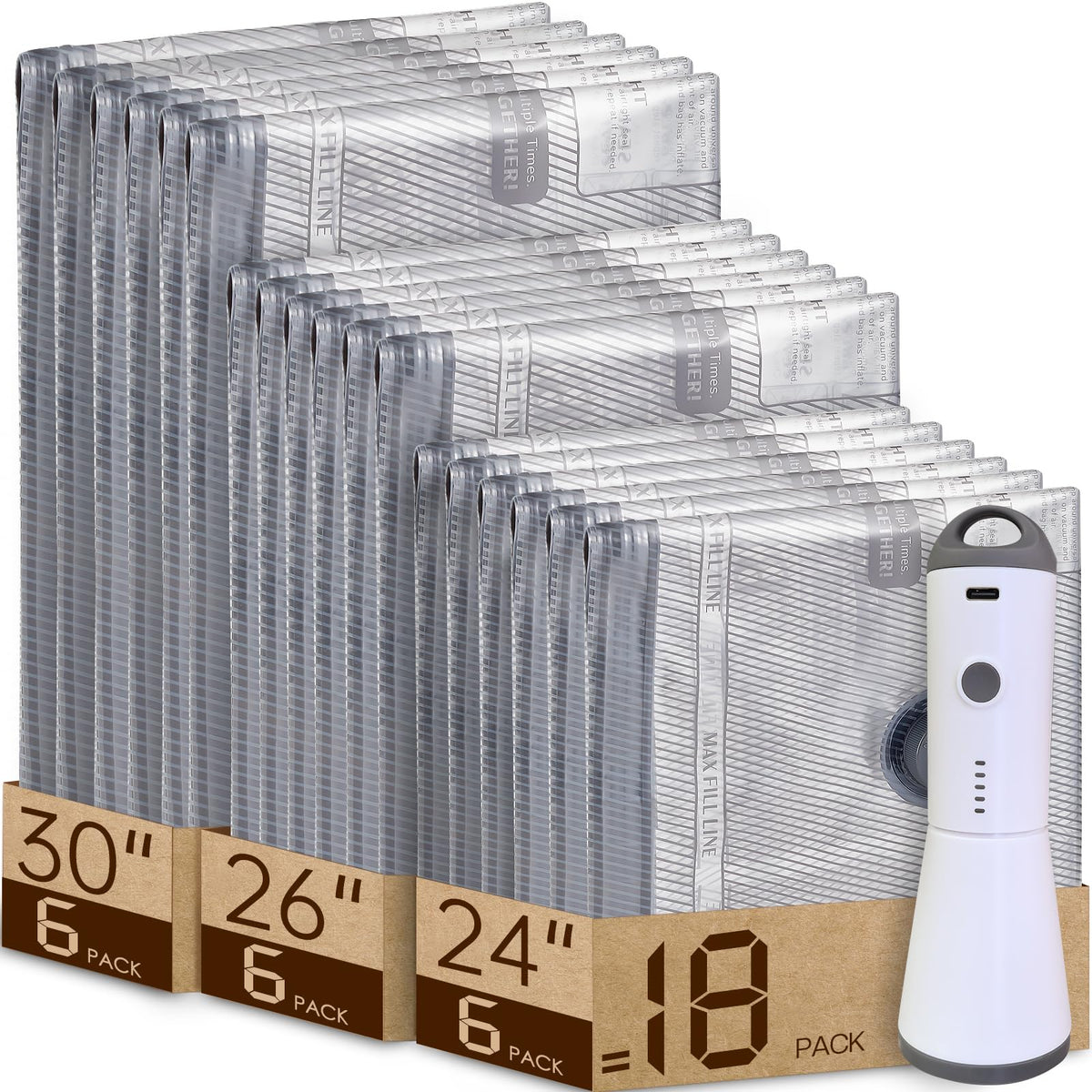 Vacbird travel vacuum bags set for compact packing and organized luggage.