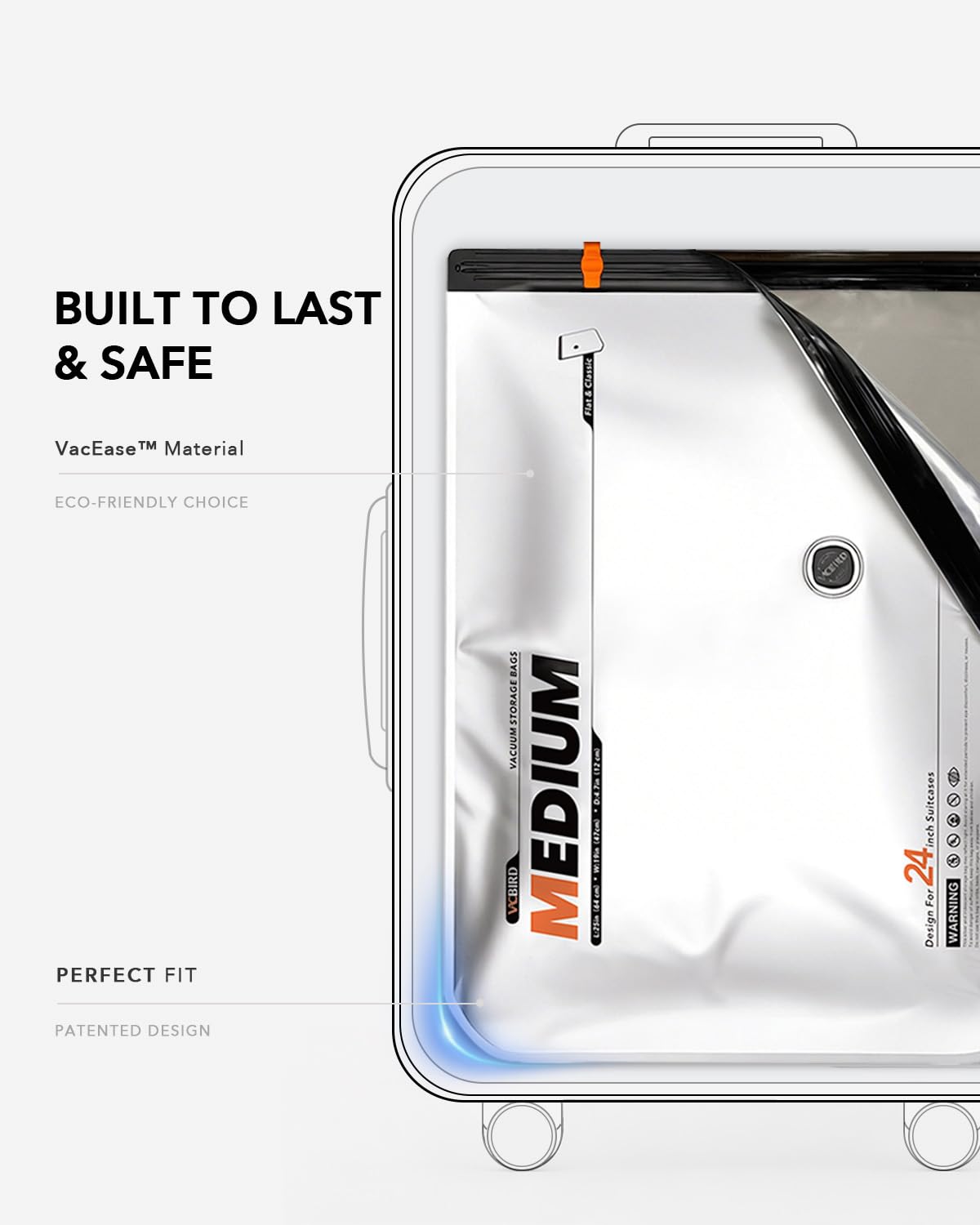 Vacbird VacEase Ultra M-size bag for easy visibility.