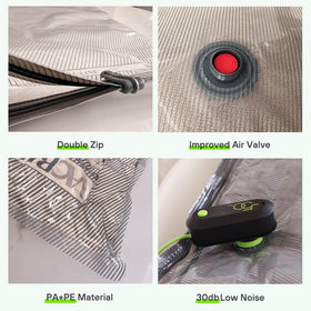 Vacbird travel bags in use during a packing demo for compact luggage