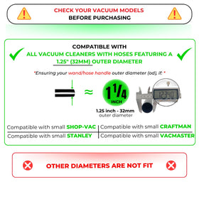 VACEXT 1.25-inch attachment fits many shop vac models