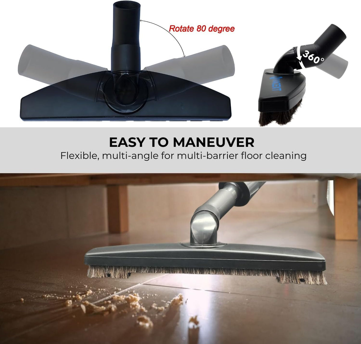 VACEXT 35mm hose compatibility showing easy attachment to Shark vacuum