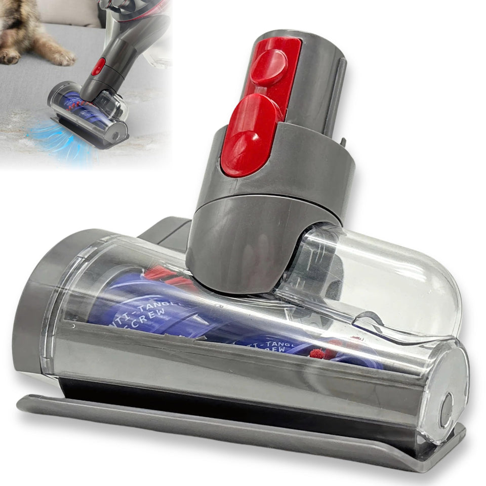 VACEXT Mini Motorized Brush Head on Dyson for powerful pet hair removal from carpets