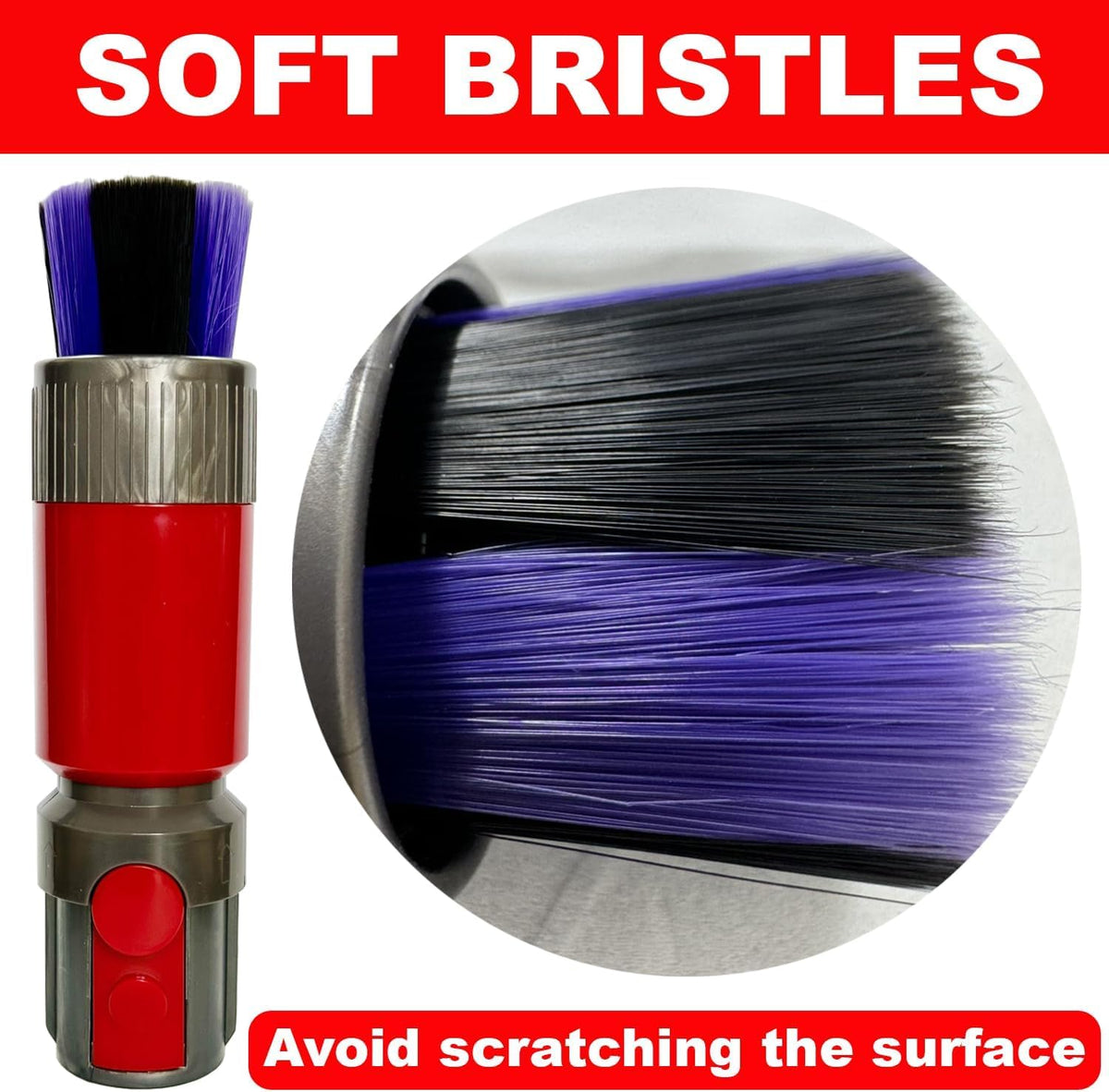 VACEXT Soft dusting brush cleans delicate surfaces without scratches