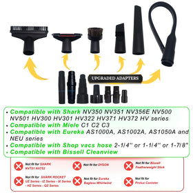 VACEXT flexible crevice tool reaches tight corners around furniture and car interiors.