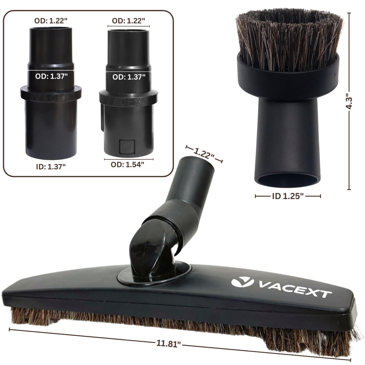 VACEXT horsehair dusting brush used on keyboard for dust removal