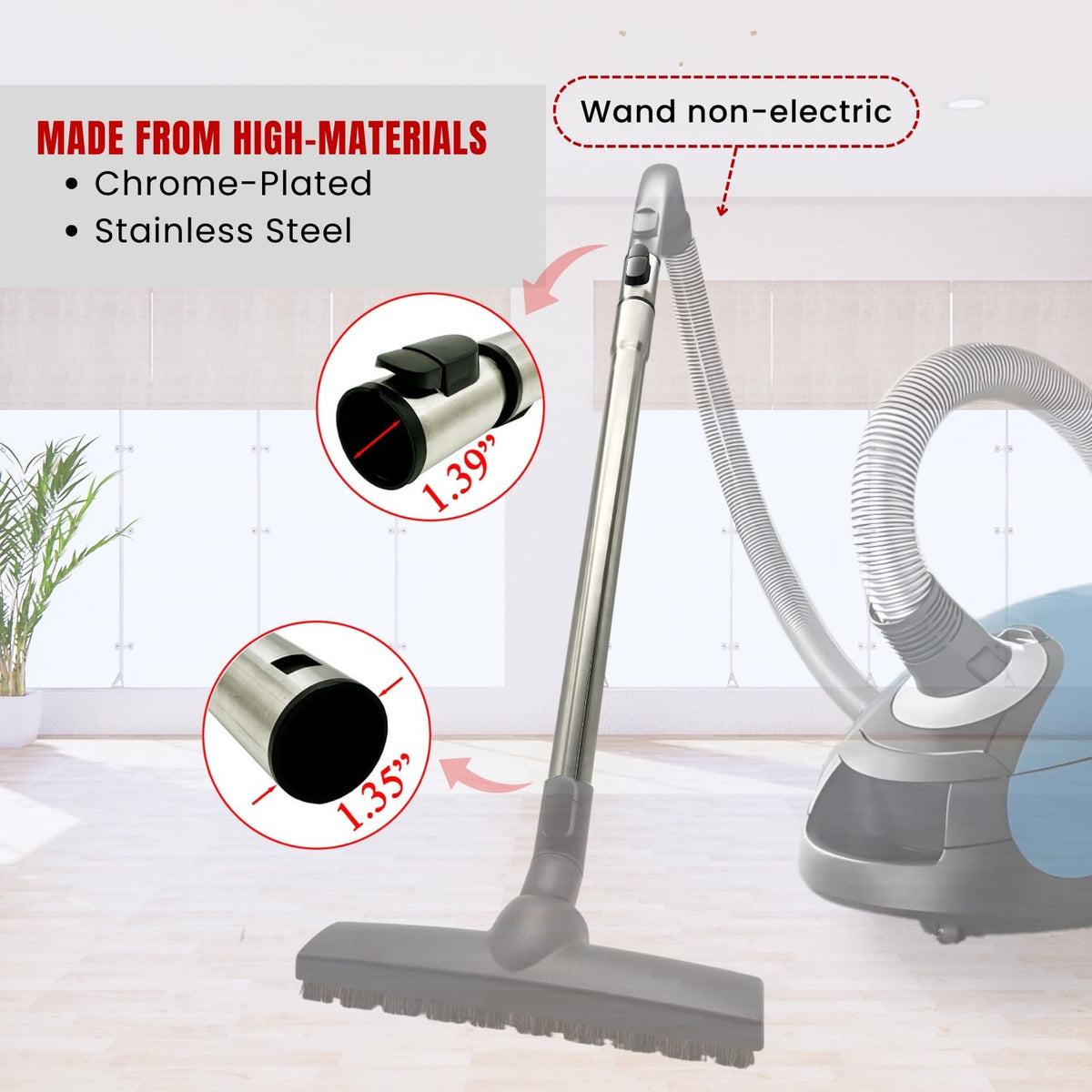 VACEXT stainless steel extension tube offers durability and smooth suction