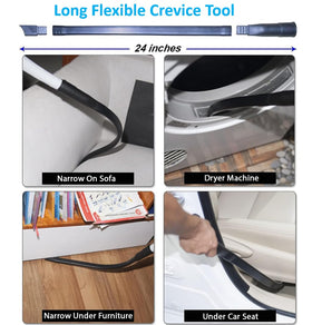 VACEXT crevice tool targets narrow gaps for precise dust removal.