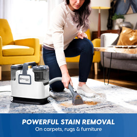 Vacmaster 400 Series extended hose reaching tight spots on carpets and upholstery.