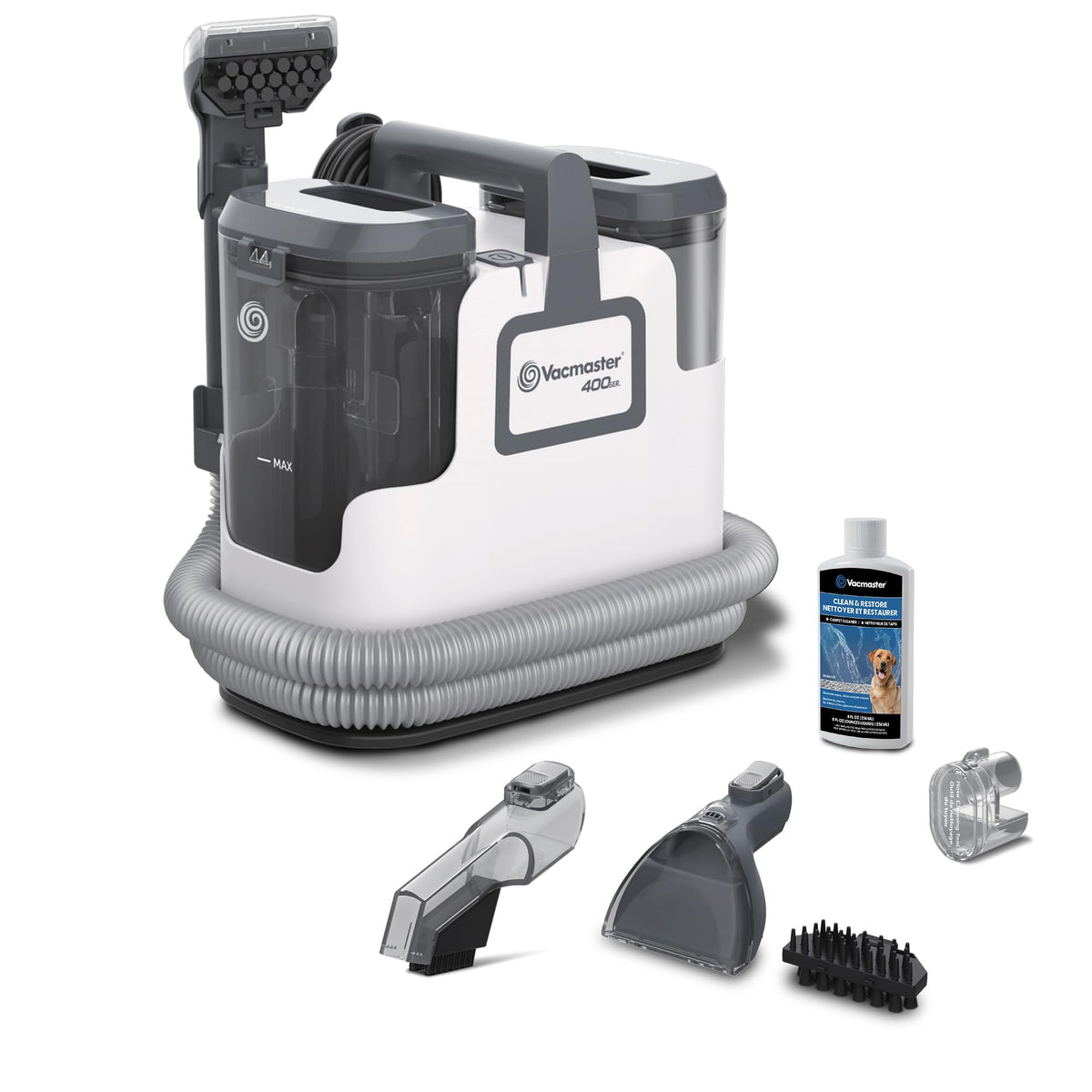 Vacmaster 400 Series spot cleaner with grab-and-go handle for easy transport and quick stain cleanup.