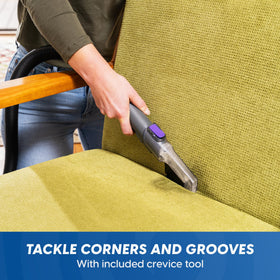 Vacmaster 500 Series compact storage with grab-and-go handle for easy transport.