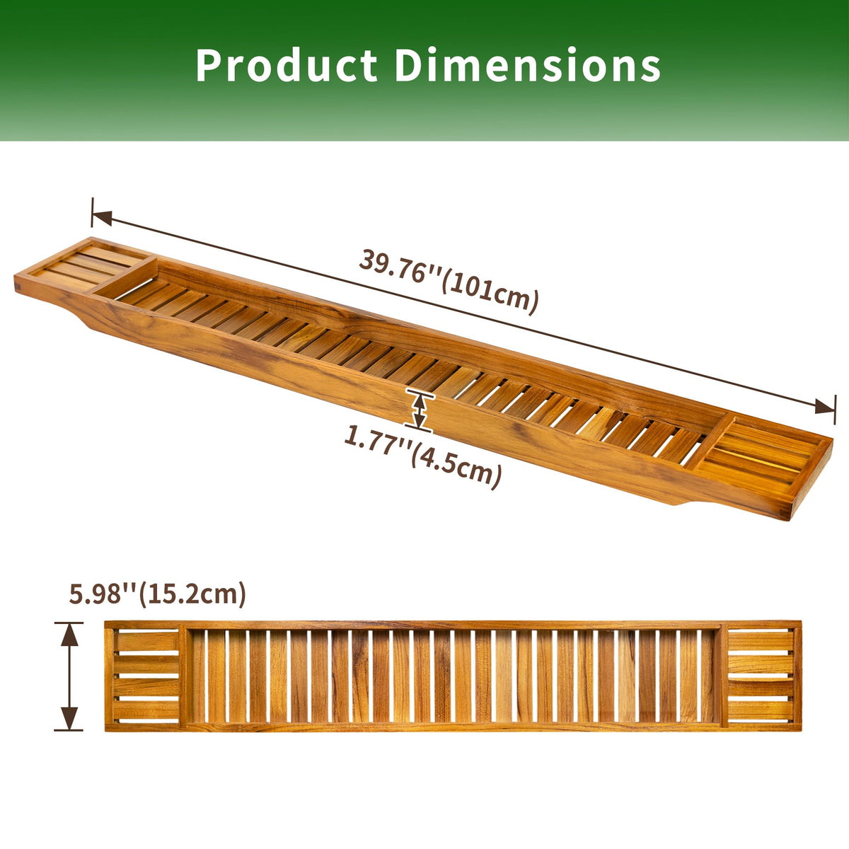 VaeFae teak bathtub tray side handles provide secure carry and stability.