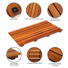 VaeFae teak shower mat non-slip feet keep mat in place on slippery baths.