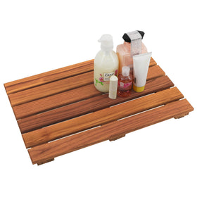 VaeFae Teak Shower Mat with nonslip base for secure footing after showers