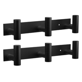 VAEHOLD wall-mount coat rack with three hooks organizing towels and bags.