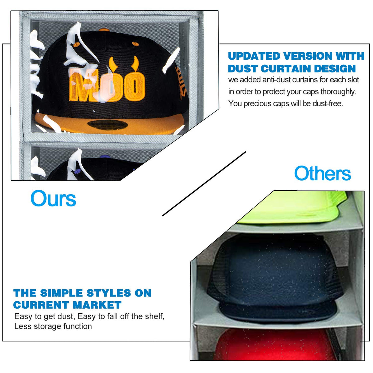 VAESIDA foldable design hat rack saves space when not in use.