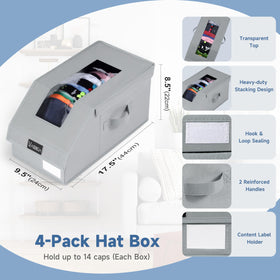 VAESIDA hat storage four-pack side view demonstrating stackable design.