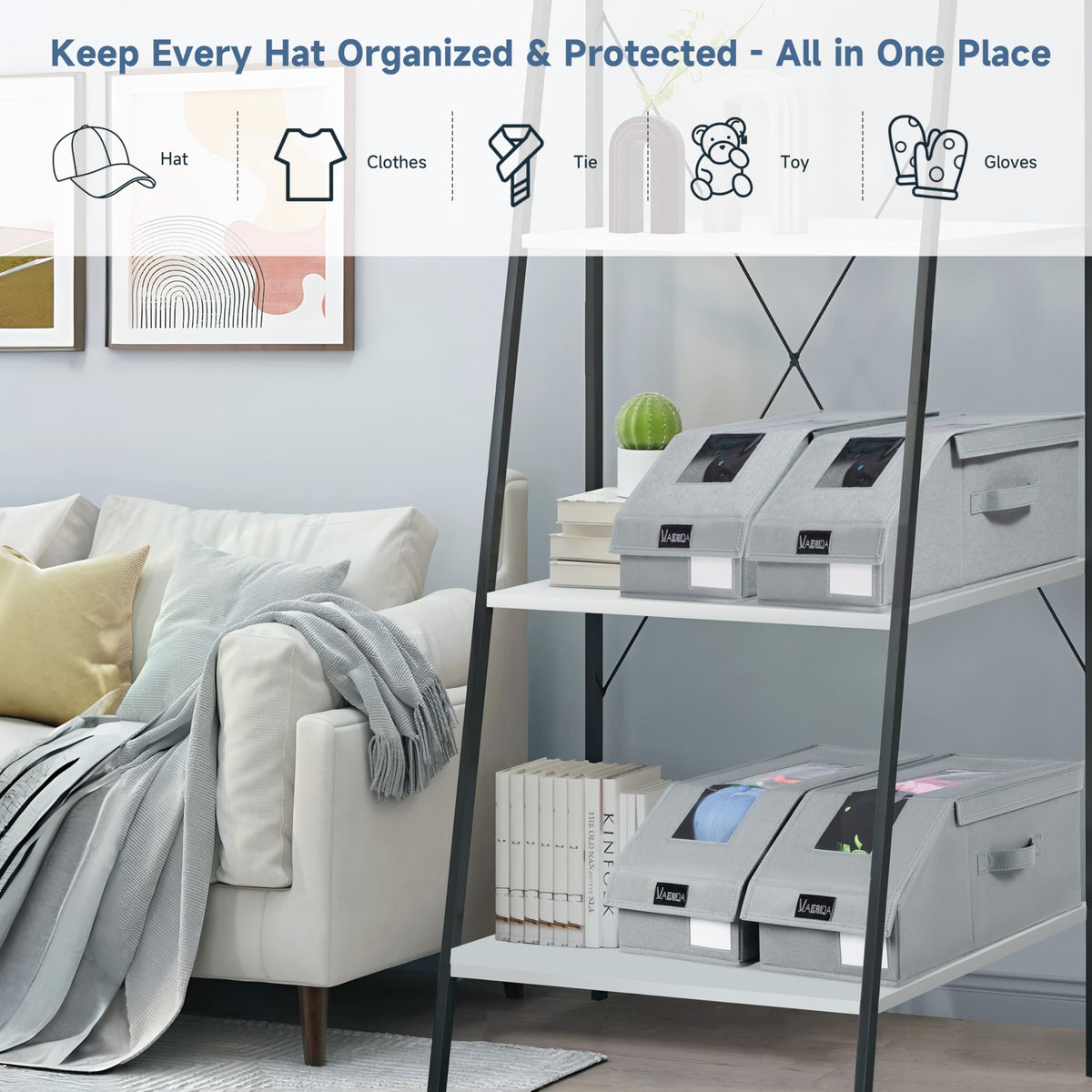 VAESIDA foldable hat storage design illustrating space-saving when not in use.