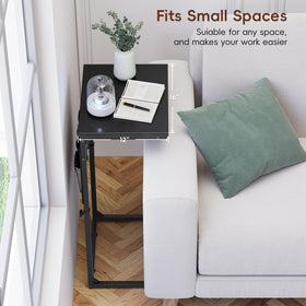 Vagusicc C shaped end table fits tight spaces beside bed.