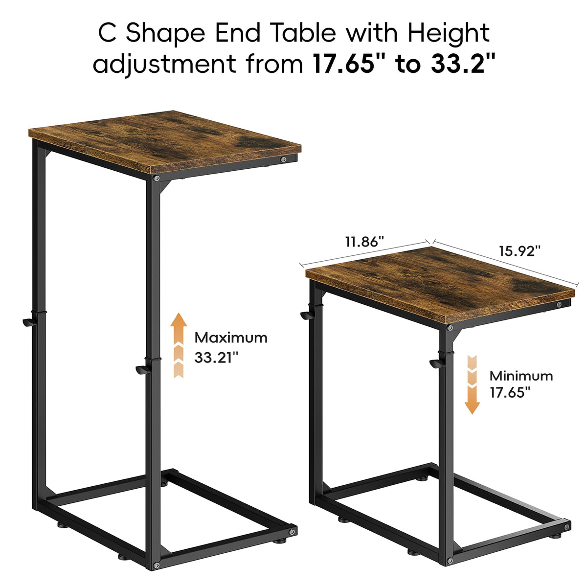 Vagusicc end table slides under the sofa to save space and access.