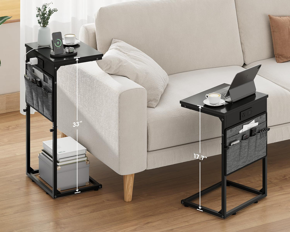 Vagusicc end table height adjustable for comfortable sofa side use.