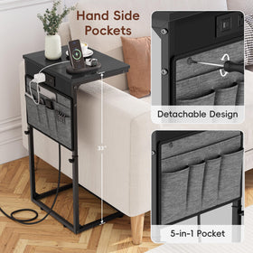Vagusicc storage pocket keeps remotes and magazines organized.