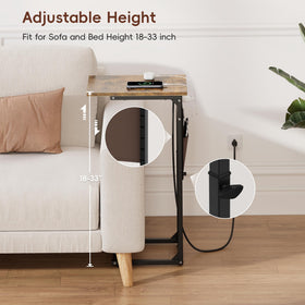 End table with storage bag for remotes and magazines