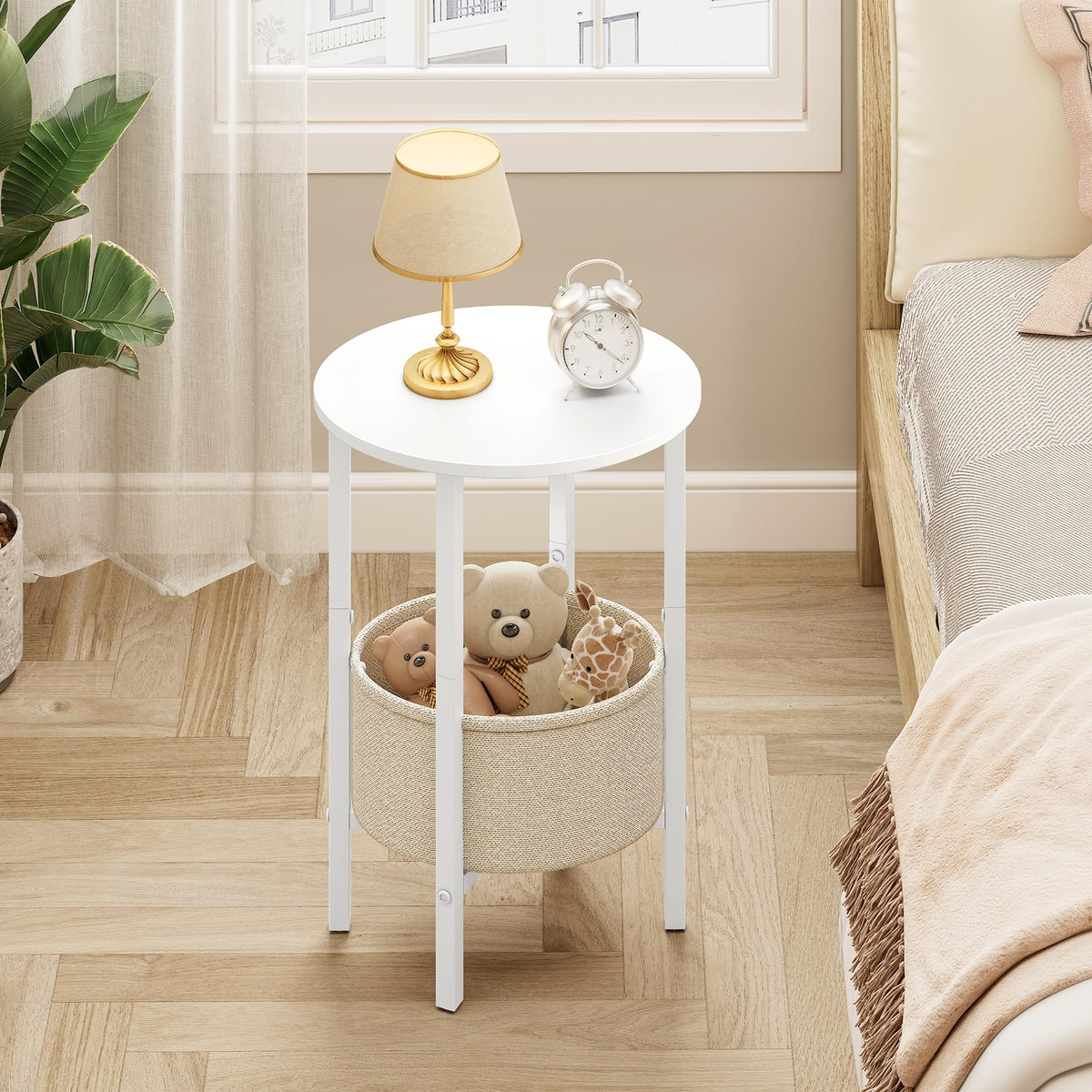 Vagusicc multiuse end table offers flexible surface and discreet storage options.