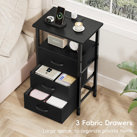 Vagusicc night stand set 2 black finish adds sleek style.