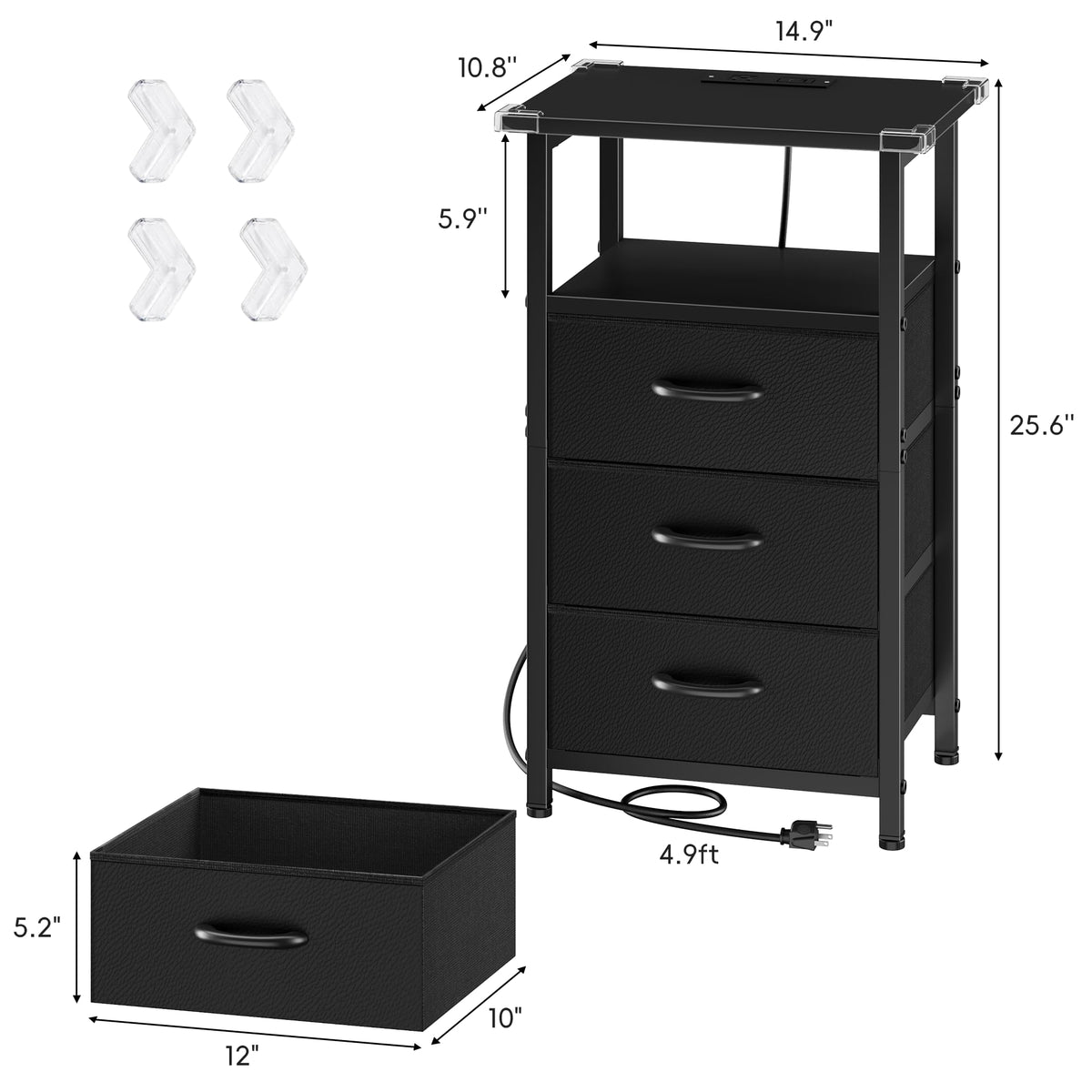 Vagusicc night stand set 2 charging station keeps devices within arm's reach.