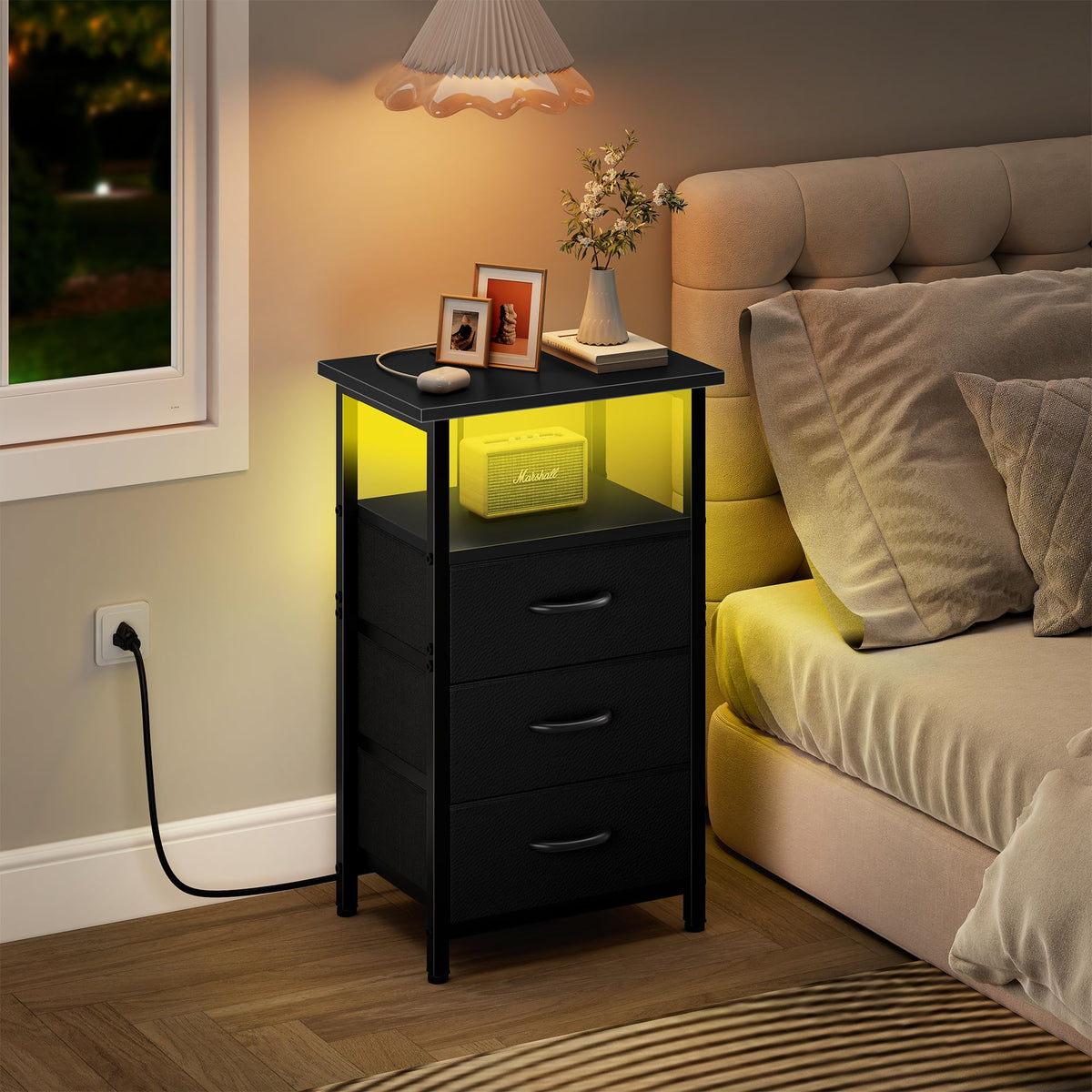 Vagusicc night stand set 2 compact dimension ideal for small spaces.