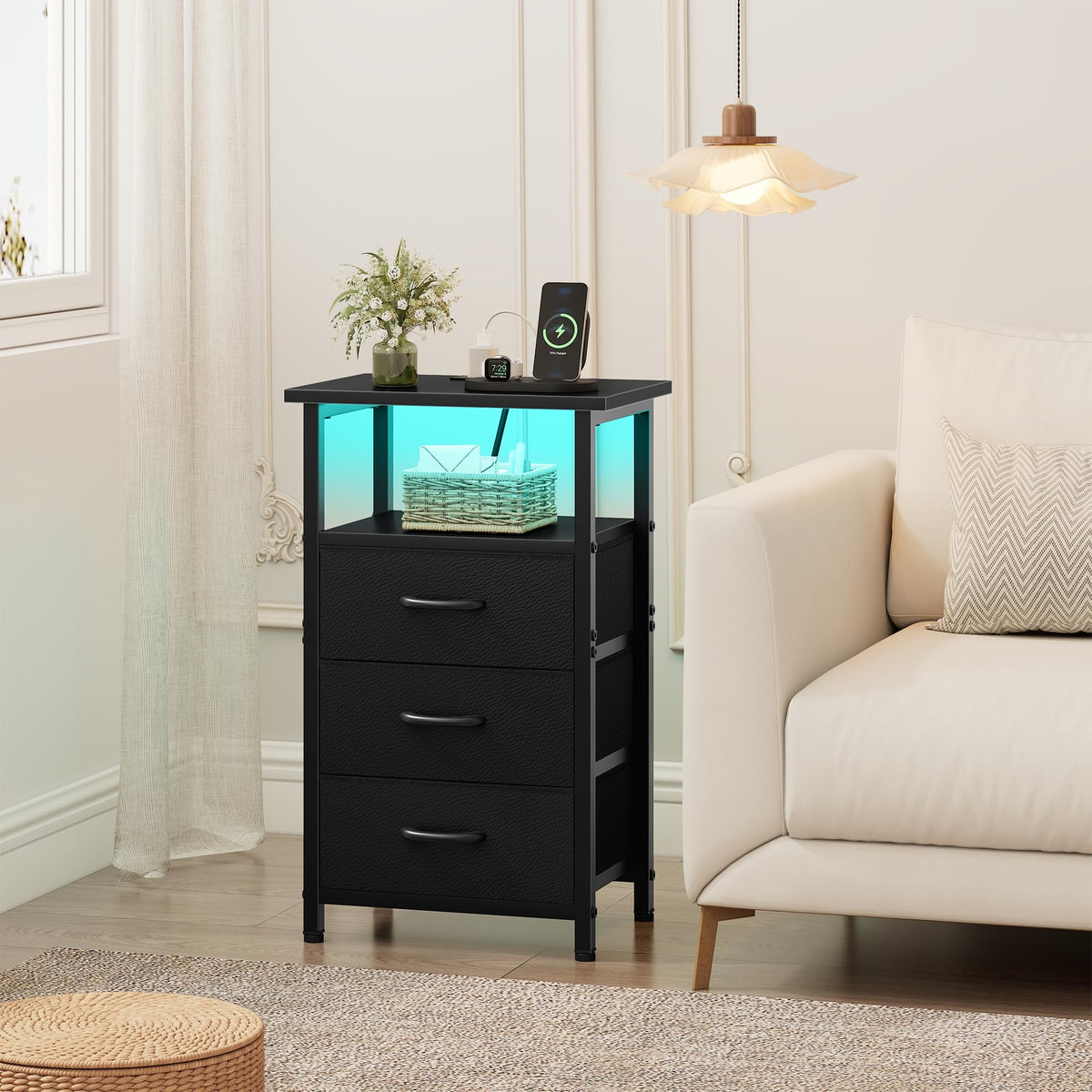 Vagusicc night stand set 2 dorm-room ready design saves space.