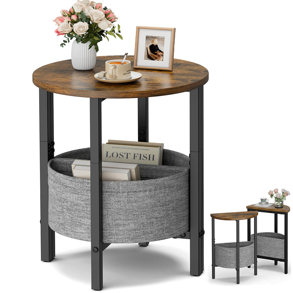 Vagusicc small round table in space-saving brown finish