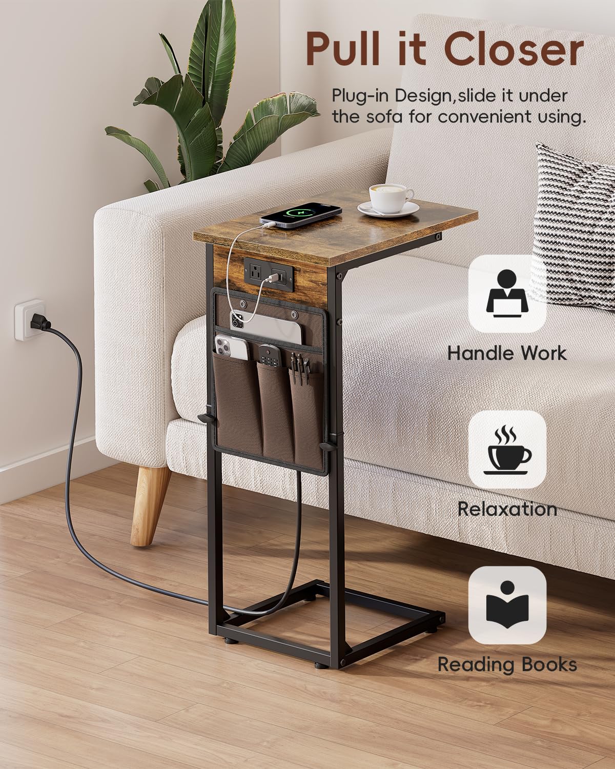 Compact under-couch table for extra surface