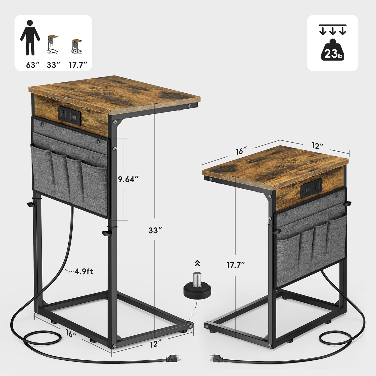 Vagusicc TV tray end table ready for couch setups and casual dining.