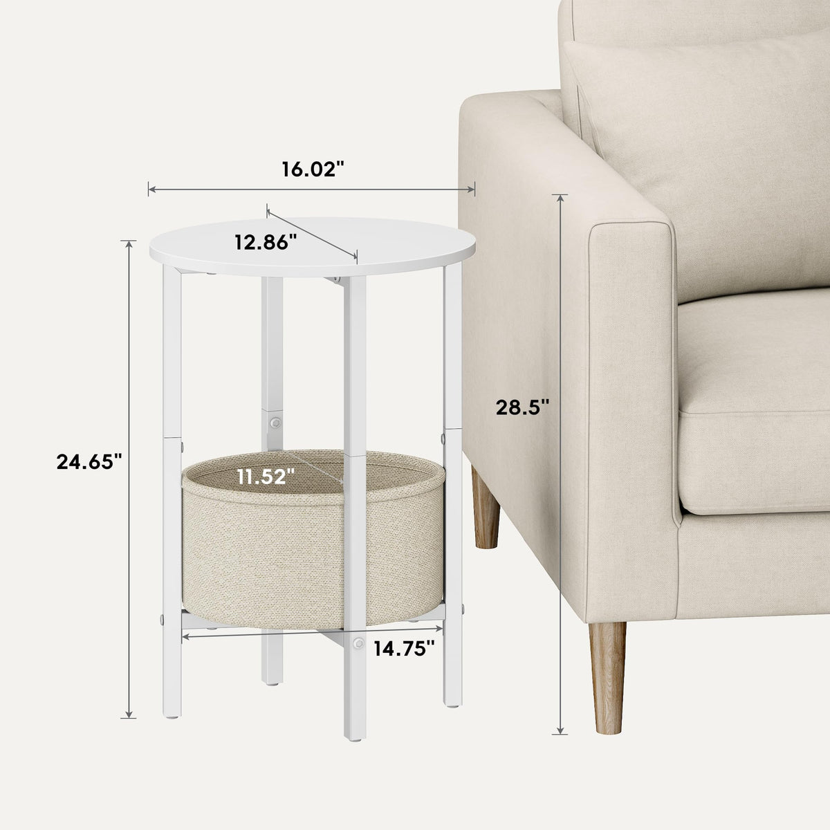 Vagusicc white oval end table adds compact surface for small rooms and corners.