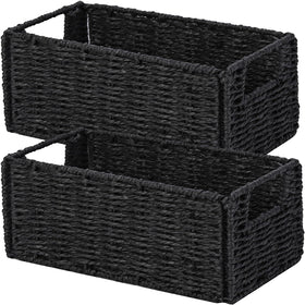 Vagusicc wicker basket set of 2 in black for versatile storage.