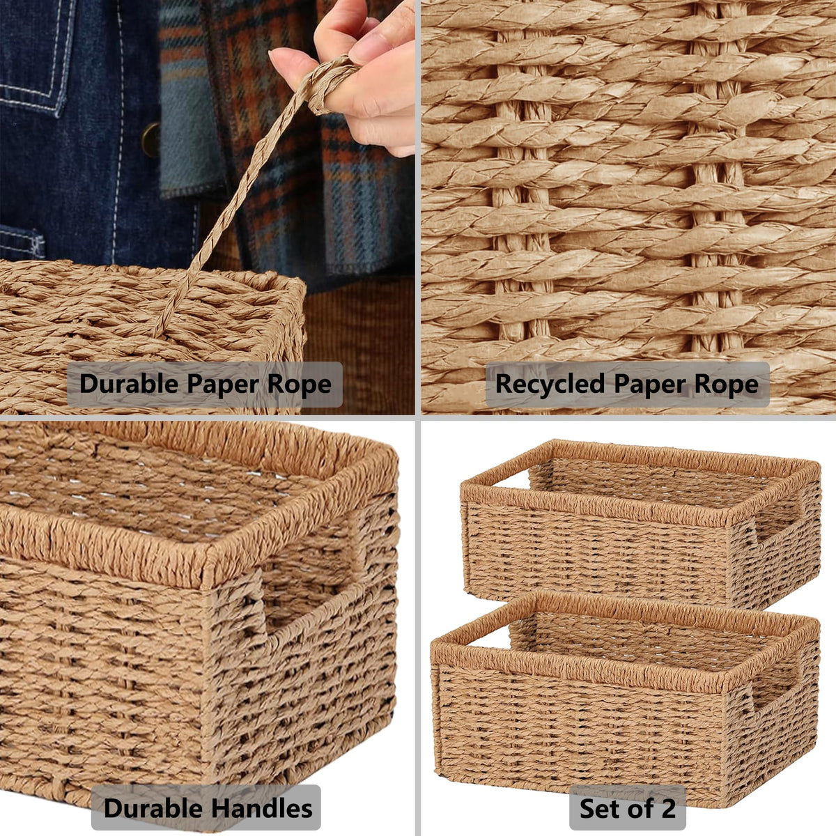 Vagusicc basket with handles facilitates portable storage and easy carrying.