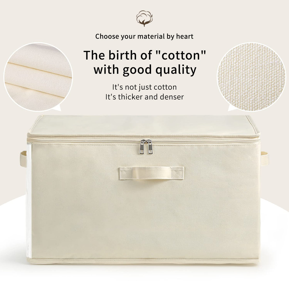 Vailando canvas storage bag with dual zipper securing garments.