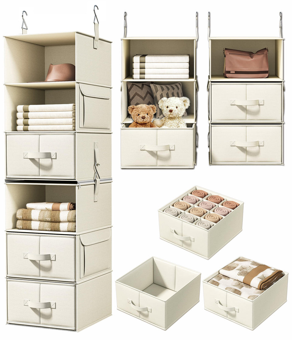 Vailando 6-shelf hanging closet organizer keeps clothes visible and accessible.