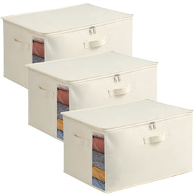 Vailando canvas storage bag with clear window view keeps clothes dust-free and easy to identify.