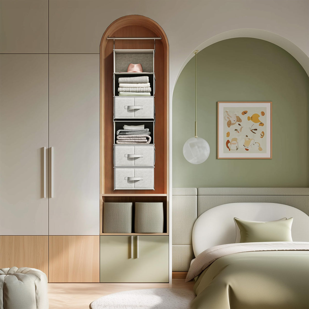 Vailando clear-view wardrobe organizer shows clothes at a glance for quick retrieval.