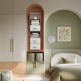 Vailando clear-view wardrobe organizer shows clothes at a glance for quick retrieval.