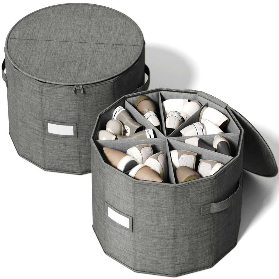 Vailando cylindrical shoe organizer side view shows compact corner storage