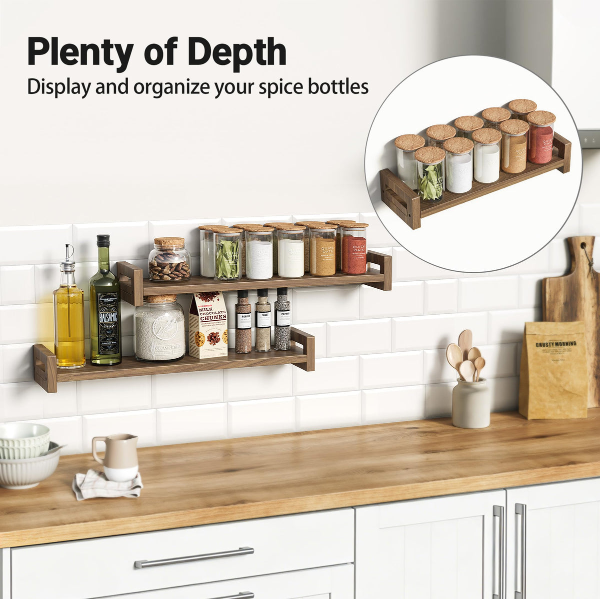 Vailando wall-mount 23-6in shelf offers versatile storage options.