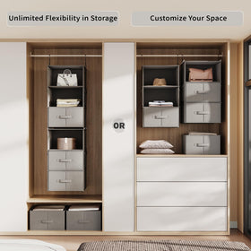 Vailando two 3-shelf hanging dressers maximize closet storage space