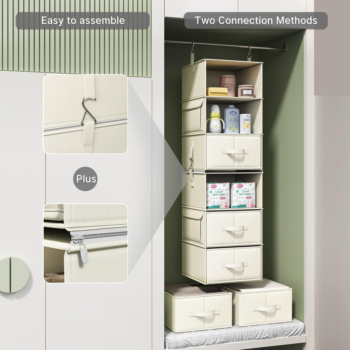 Vailando wardrobe storage in a nursery helps stay organized.