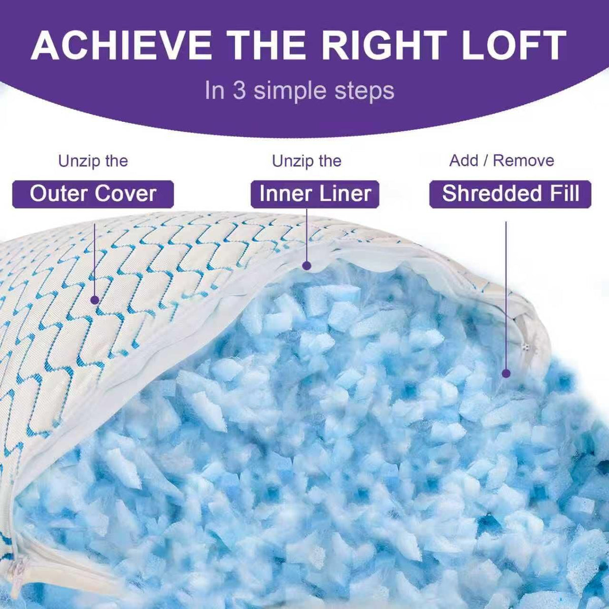 VAINOC Memory Foam Pillow Queen 2-Pack cooling fabric focus promotes a refreshing feel.